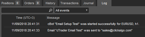 ctrader email log results
